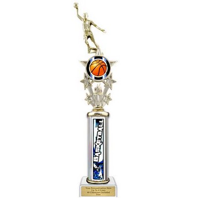 20" Action Matrix Blue Basketball Blue 1 Column Trophy