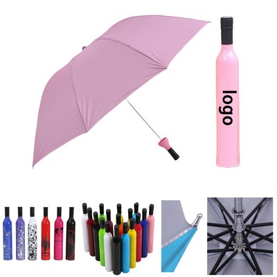 Portable Wine Bottle-Shaped Umbrella - UV Protection, Travel Size