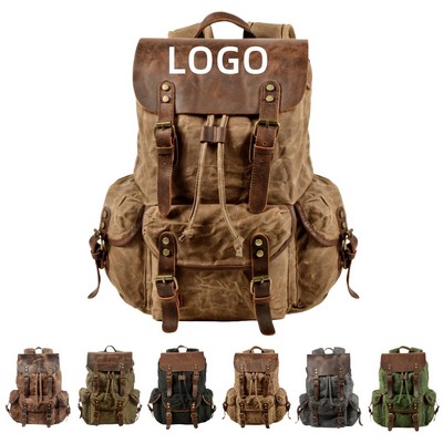 Leather Canvas Backpack