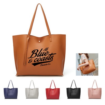 Women Tassel PU Leather Shoulder Tote Bag