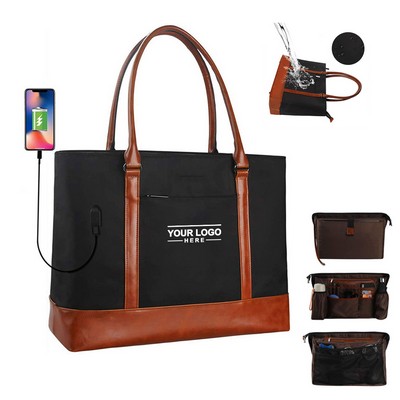 Waterproof Laptop Tote Bag with USB Port