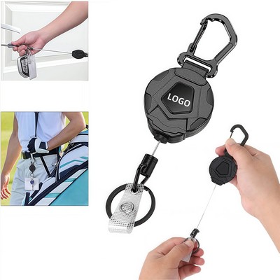 Retractable Keychain Carabiner Badge Holder