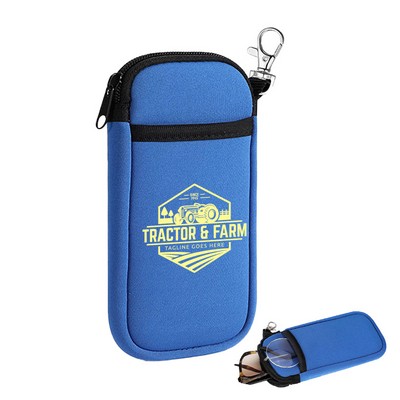 Zipper Neoprene Phone Pouch With Clip