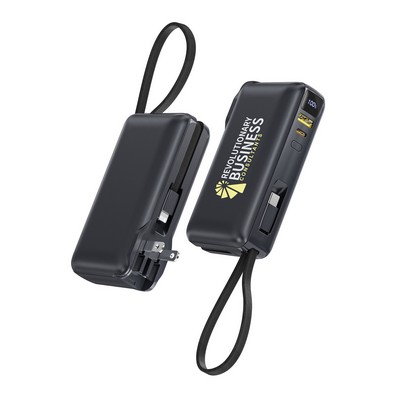 10000mAh 20W PD Fast Charge Power Bank W/ AC Plug And Dual Cables