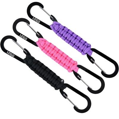 Braided Paracord Outdoor Carabiner Keychain for Hiking and Gear