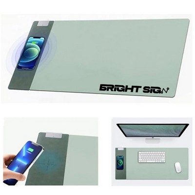 Waterproof PU Leather Charging Mouse Pad