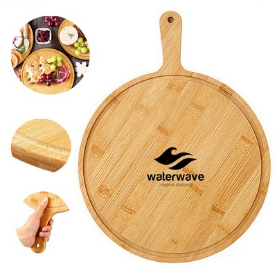 Round Wood Cutting Board with Handle