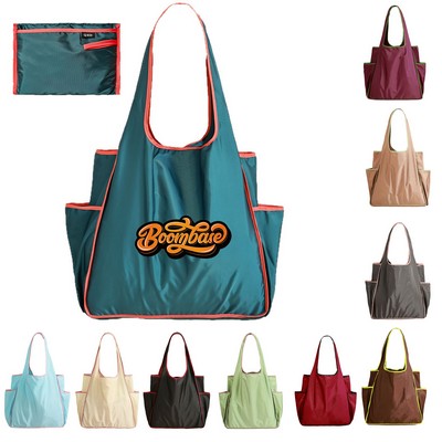 Color Blocked Foldable Storage Bag