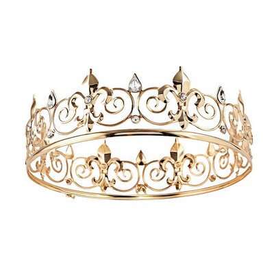 Oversized Metallic King Crown for Men Women Birthday Stage and Costume Wear