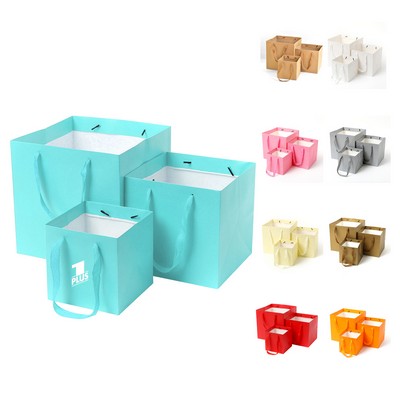 Full Color Matte Laminated Paper Gift Tote Bag 8"x8"x8"