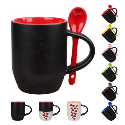 11Oz Magic Color Changing Ceramic Mug With Spoon