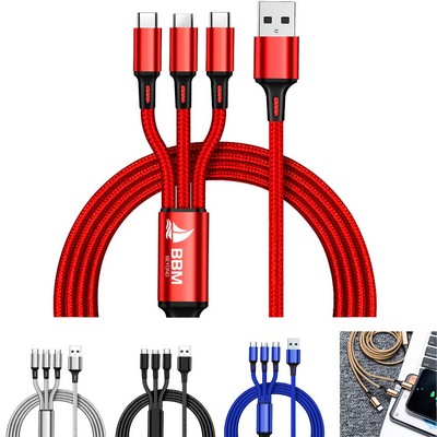3" 1 USB Fast Charging Braided Data Cable