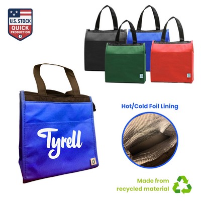 SnackShell Insulated Zipper Cooler Bag With Front Pocket & Foil Lining - Recycled Material