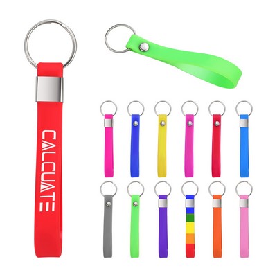 Screen Printed Soft Silicone Wristband Keychain