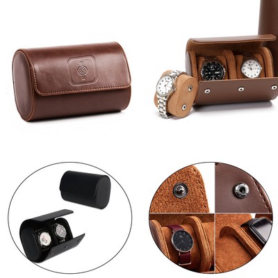 Dual PU Leather Watch Roll Case