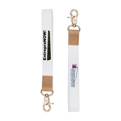 3/4" Sublimation Wristlet Key Holder with Faux Leather Tip