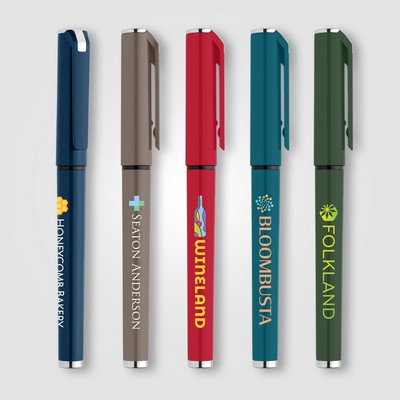 Islander Recycled Plastic Monochrome Gel Grip Pen - Full-Color Inkjet