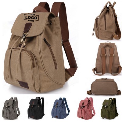 Multi-Pocket Utility Daypack Vintage Canvas Backpack