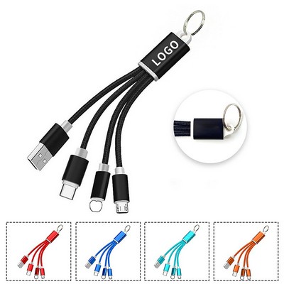 Keychain 3-In-1 Charging Data Cable Multiple Tips Works