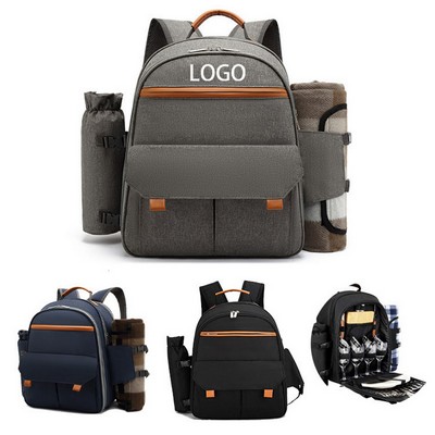 Picnic Backpack with Cooler Wine Pouch and Blanket.