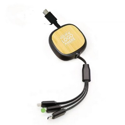 3-in-1 Bamboo Design USB to Type-C Charging Cable