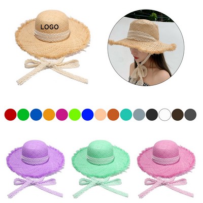 Straw Summer Sun Hat with Chin Strap for Secure Fit