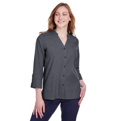 Devon & Jones Women's Crown Collection® Stretch Pinpoint Chambra Three-Quarter Sleeve Shirt - DG562W