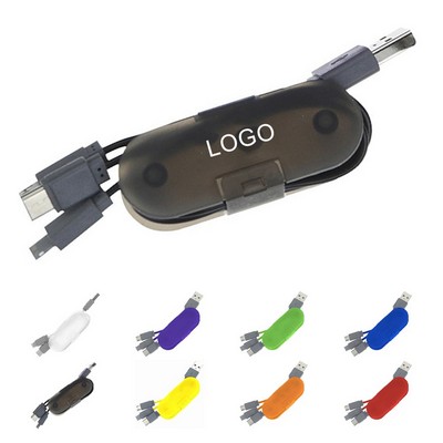 3" 1 Nylon Braided Charging Cable W/ Cord Winder Stand