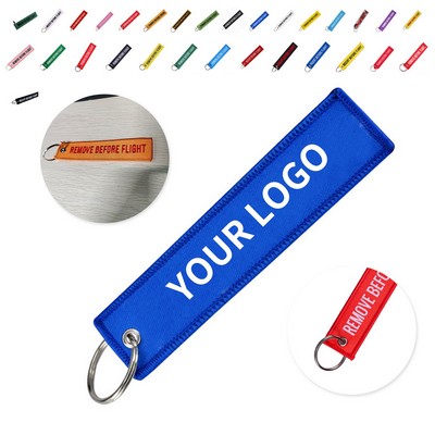 Tag Keychain Embroidered Woven Label