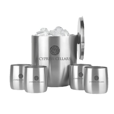 Insulated Ice Bucket with Rocks Tumbler Set