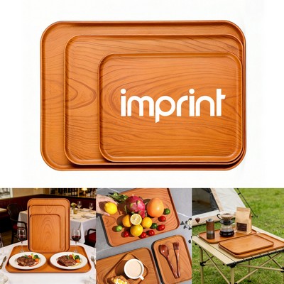 Wood Grain PP Plastic Serving Tray