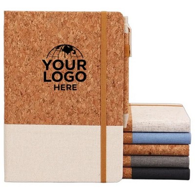 A5 Creative pu Cork Splicing Notebook with Pen Loop