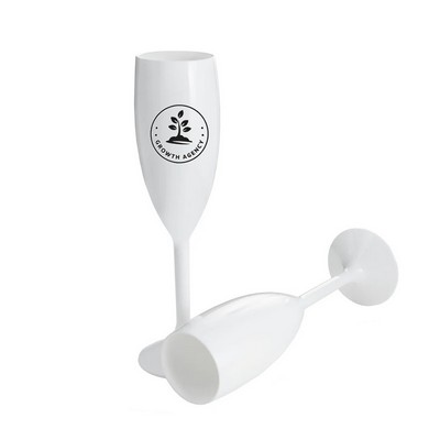 5.5oz White Plastic Champagne Flutes Reusable