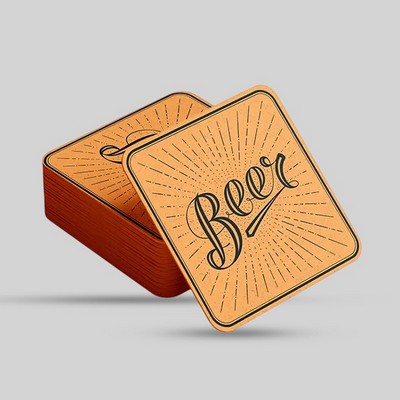 Custom Square Pulpboard Coaster - Printed Glossy - 4" Sq x 80 pt