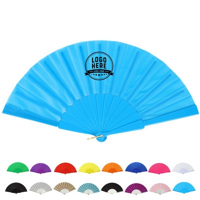 Lightweight Folding Fan with Plastic Handle and Fabric Surface / Custom Logo Services Available