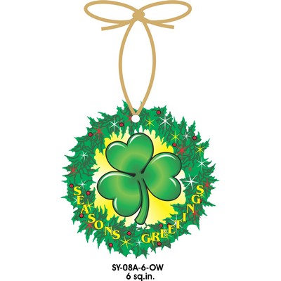 Shamrock Wreath Ornament w/ Clear Mirrored Back (6 Square Inch)