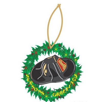 Fireman Hat Executive Wreath Ornament w/ Mirrored Back (6 Square Inch)