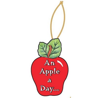 Apple w/ Daily Apple Slogan Ornament w/ Mirrored Back (8 Square Inch)
