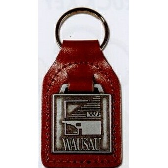 Die Cast Square Leather Fob (1 1/4")