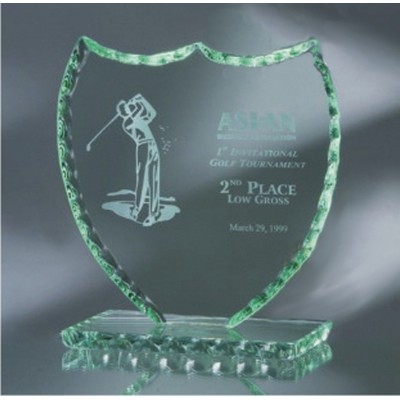 Jade Glass Shield Award w/Pearl Edge (6.5"x6.5")