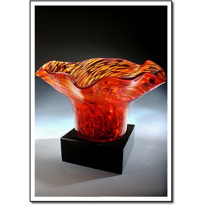 Ruby Rain Art Glass Bowl w/o Marble Base (8.5"x4.5")