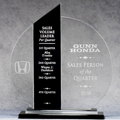 Black Accent Circular Crystal Award - 10"