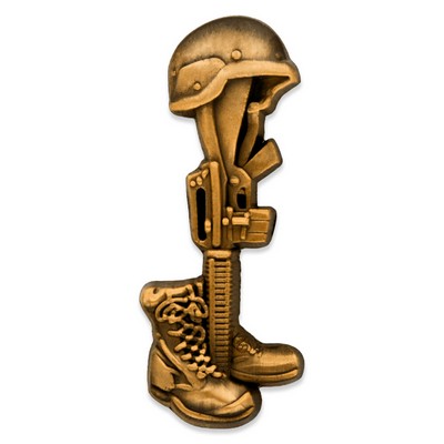 Military-Battle Cross Final Tribute Pin - Antique Gold