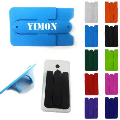 Promotional Custom 2-in-1 Silicone Cell Phone Wallet Stand Combo