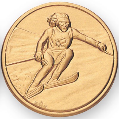 2" Ski Female Racing Stamped Medallion Insert Disc
