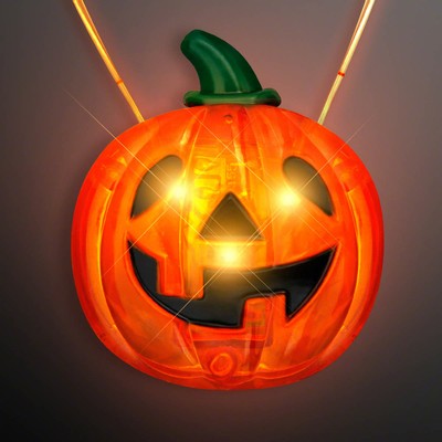 Orange LED Pumpkin Charm Necklace - BLANK