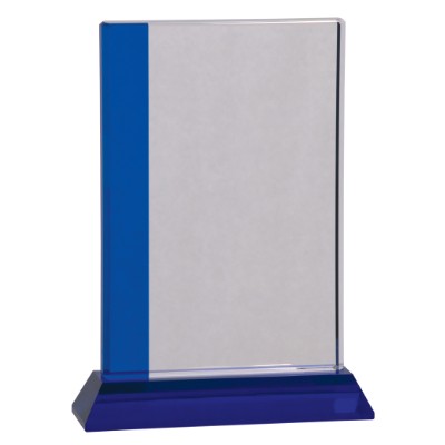6 1/2" x 8" Blue Edge Crystal on Blue Base