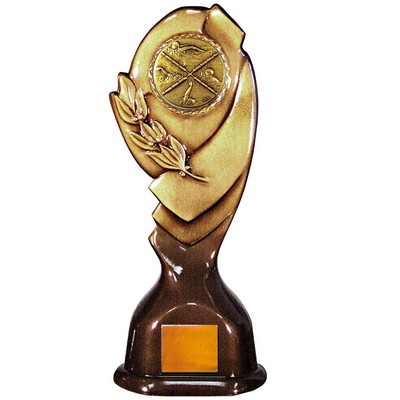 Stock Classic 12" Trophy with a 2" Swimming Female Coin with Engraving Plate