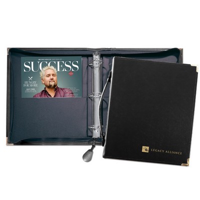 USA & Union Made Zippered 1 1/2" D-Ring Binder w/Strap