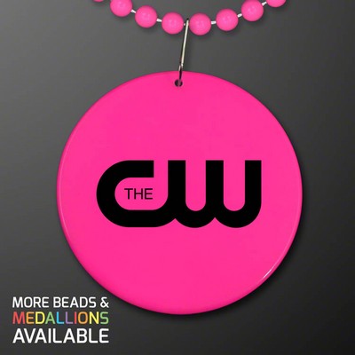 Pink Medallion with Beaded Necklace (Non Light Up) - PRINTED
